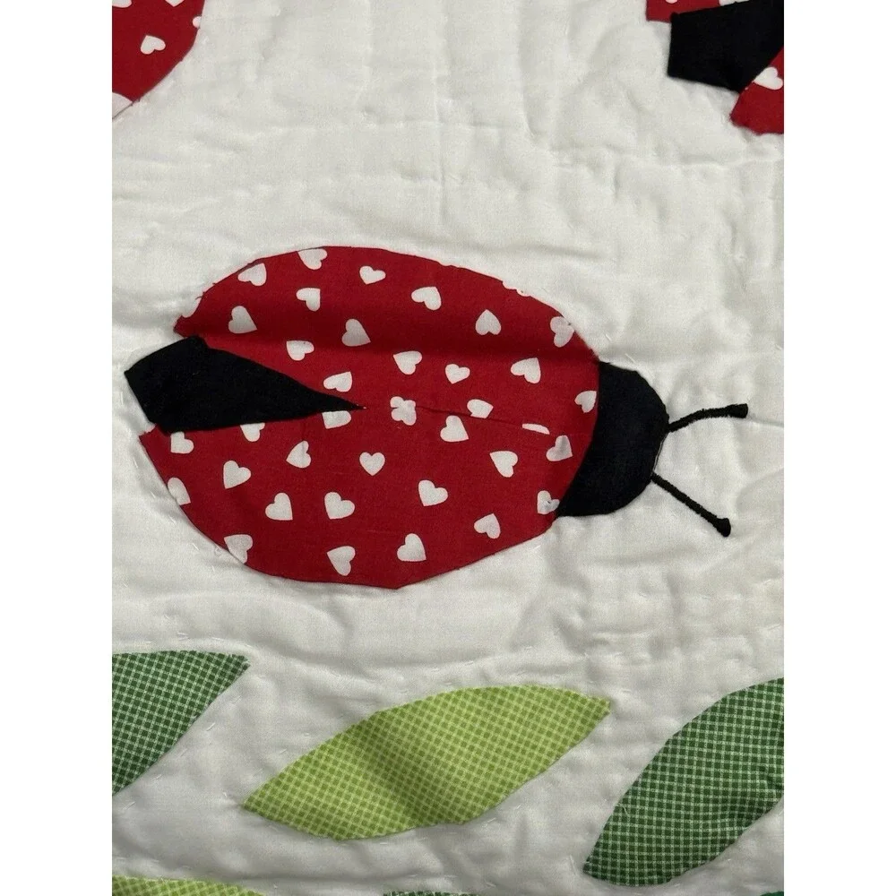 LAST ONE VTG Brittanica Ladybug 3 Piece Twin Set Bedspread Sham Valance