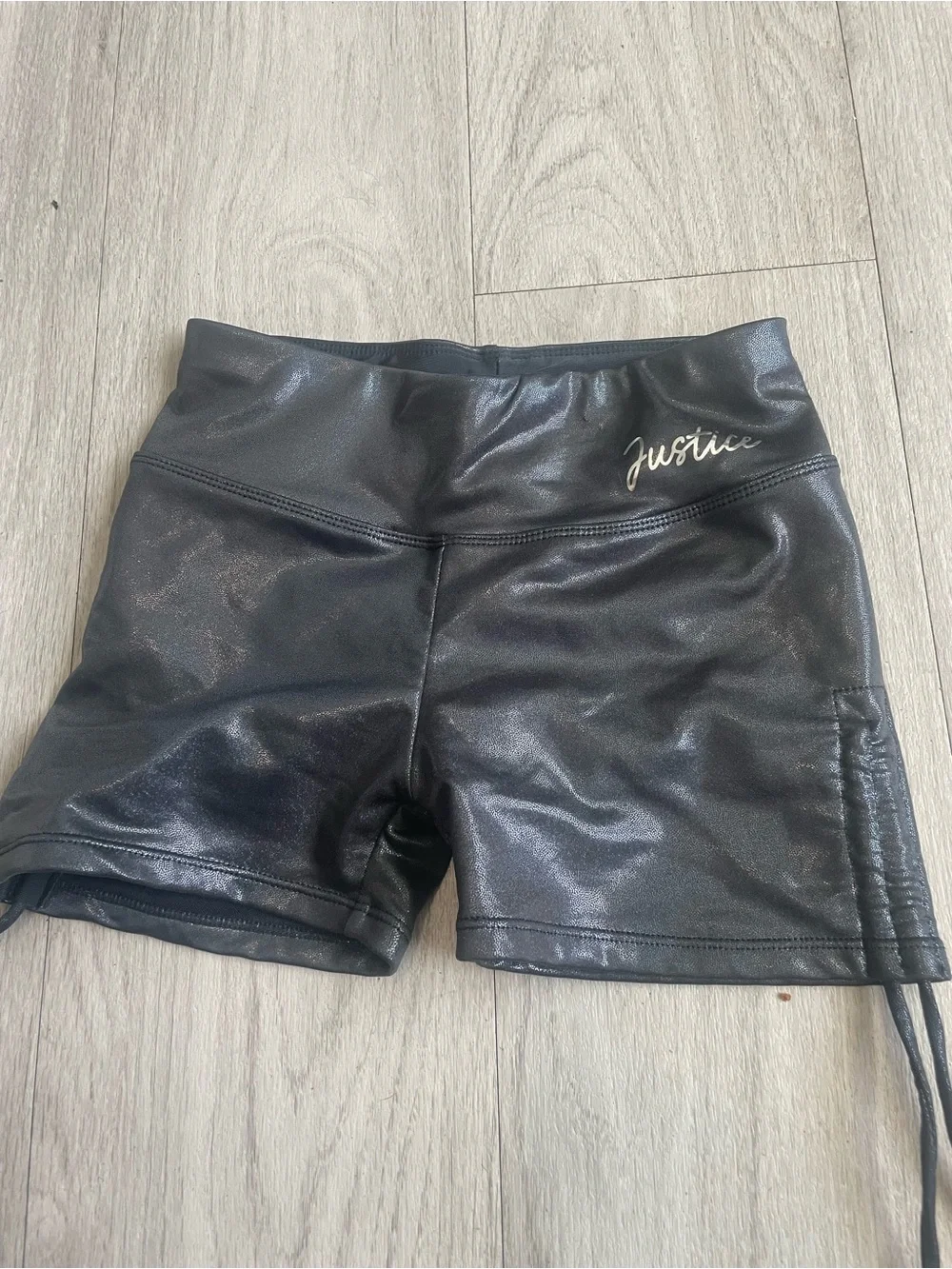 Justice Black Shimmery Active Shorts