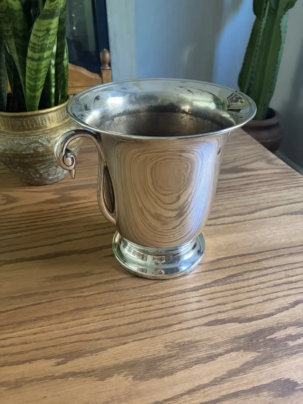 Vintage Kent Silversmith Silver Plate Champagne Ice Bucket With Swan Handles