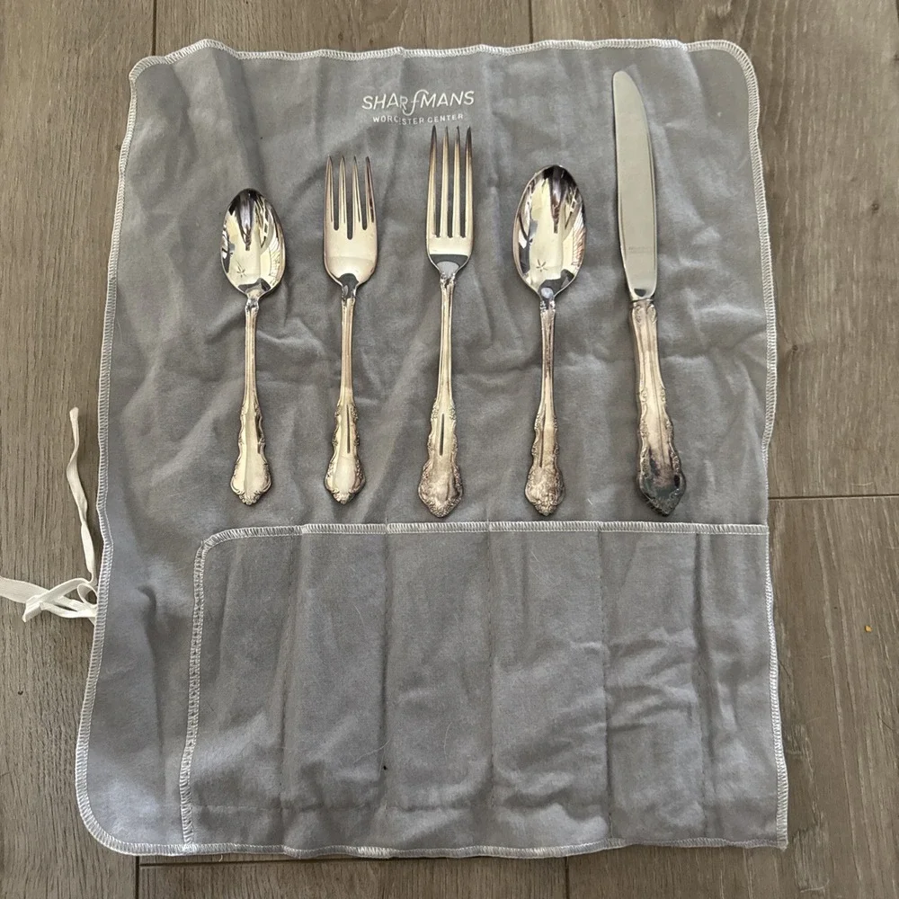 REED & BARTON SILVERPLATE DRESDEN ROSE 5 PIECE PLACE SETTING New Old Stock *read