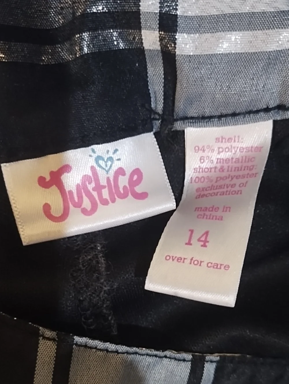 Justice black gray
