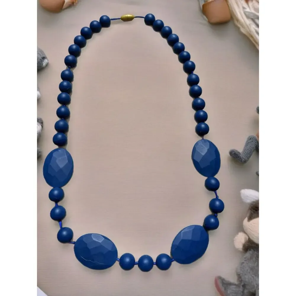 Chewbeads Perry Necklace Blue Silicone Teething  Safe BPA Free Mom Jewelry