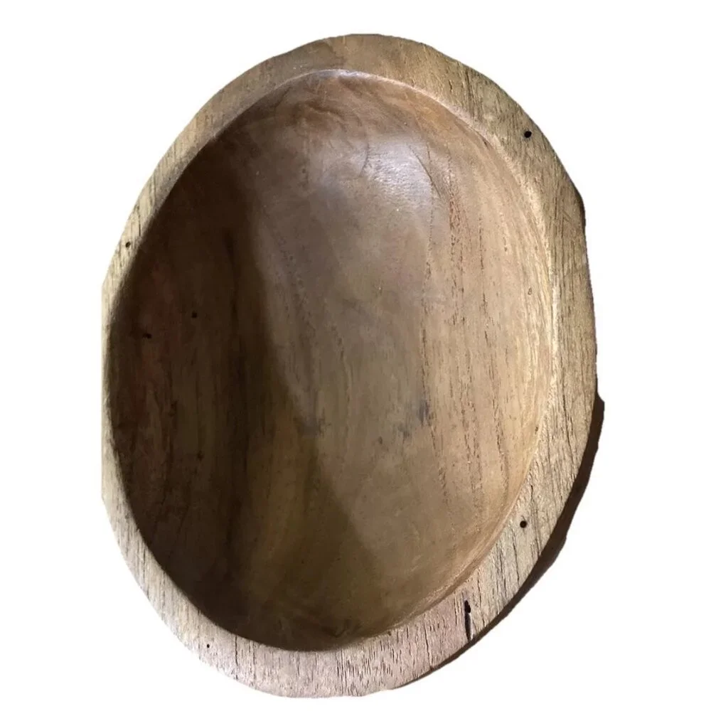 Small Teak‎ Wooden Bowl Brown Small Artistic Offering Earth Table 3 Legs
