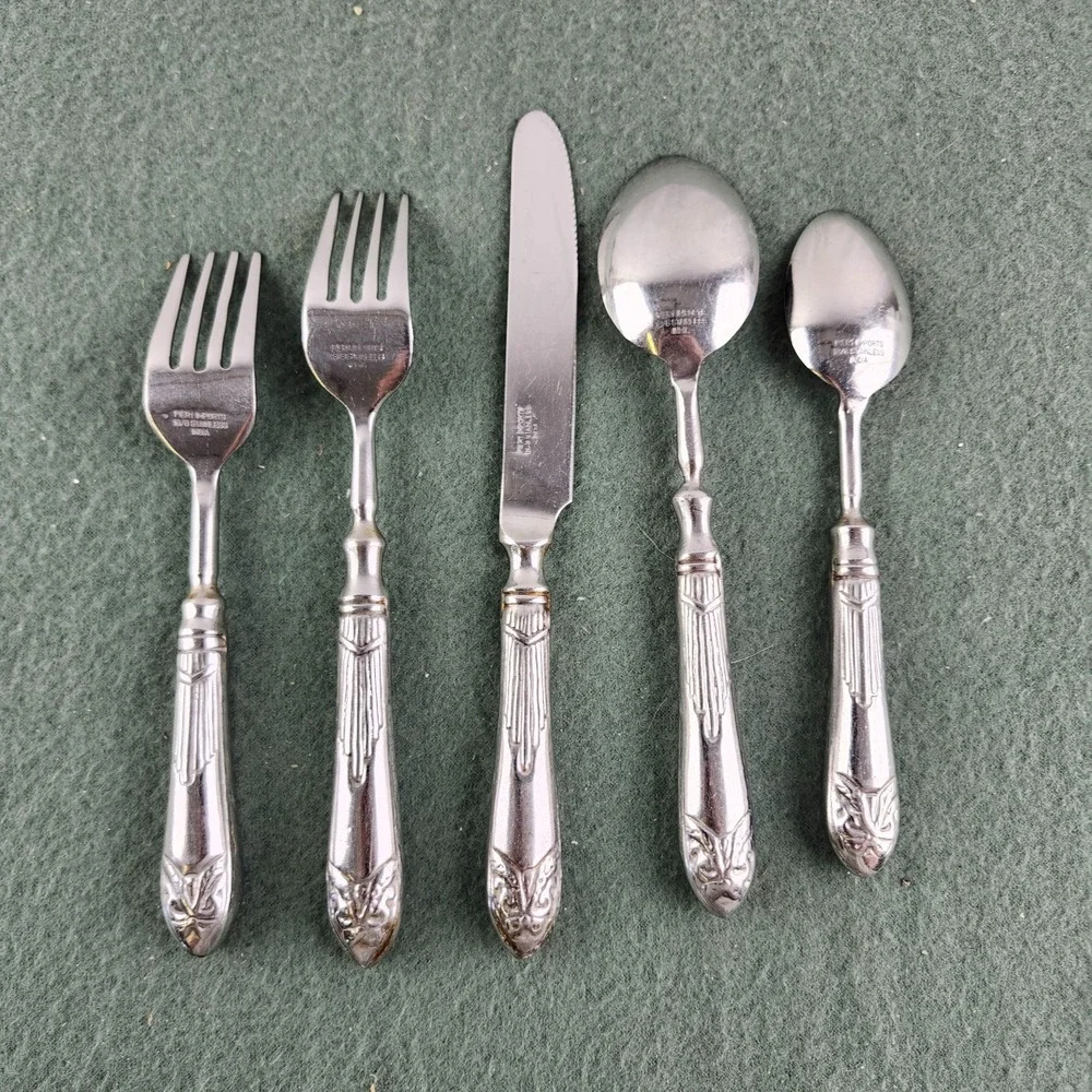 5 Piece Place Setting Pier 1 Imports PII15 Flatware Stainless 18/8 India Vintage