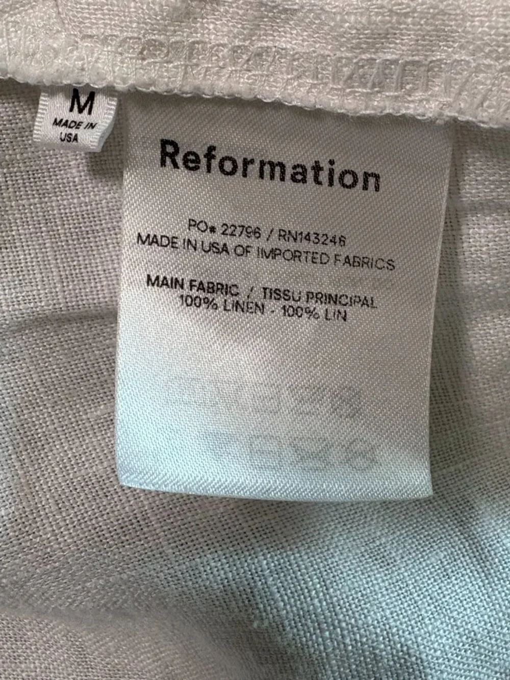 Reformation brand size
