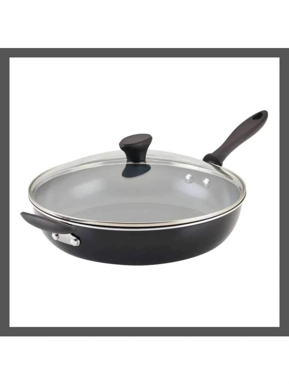 Farberware - Aluminum Ceramic Deep Skillet Cookware Black/Gray
