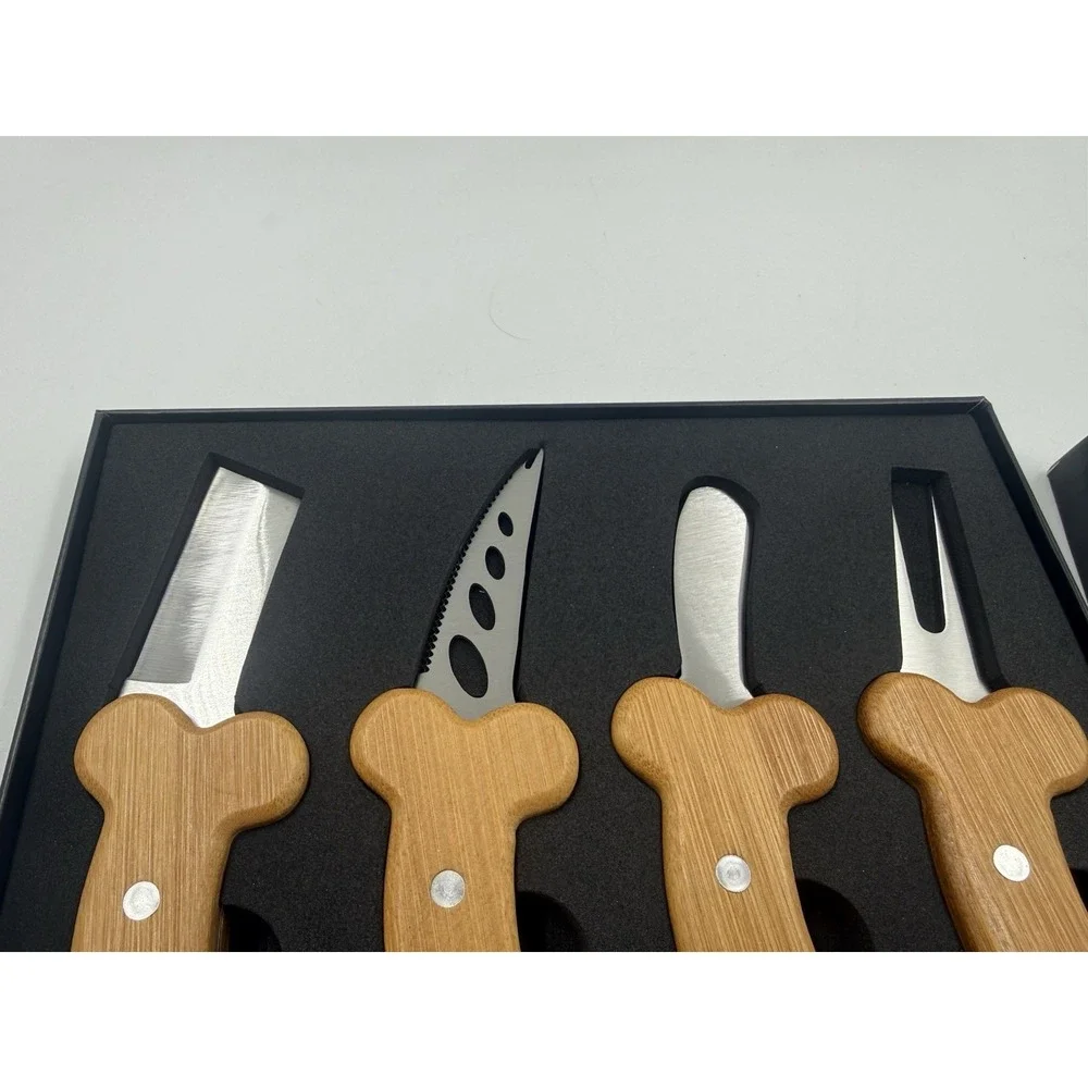 Cockuterie Cheese Knife Set‎ Wooden Handle Set Of 4