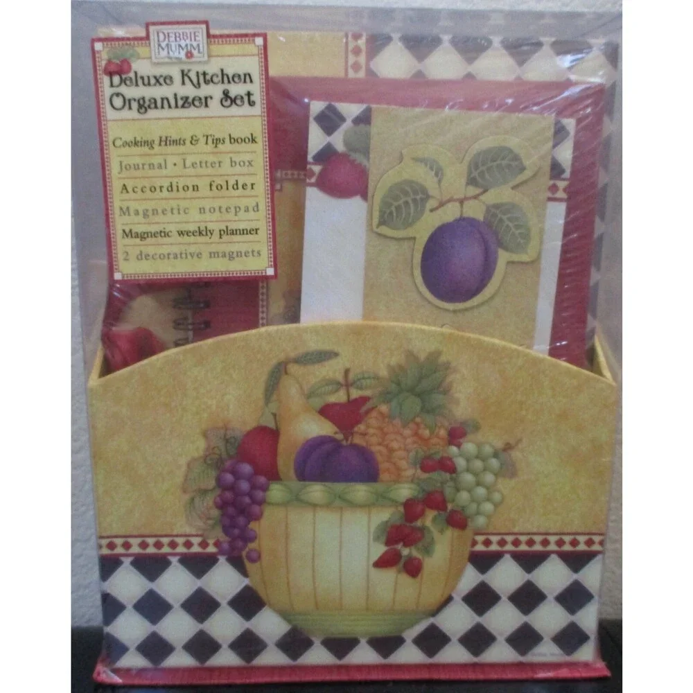Debbie Mumm Deluxe Kitchen Organizer Set Fruit Bowl Gold NEW