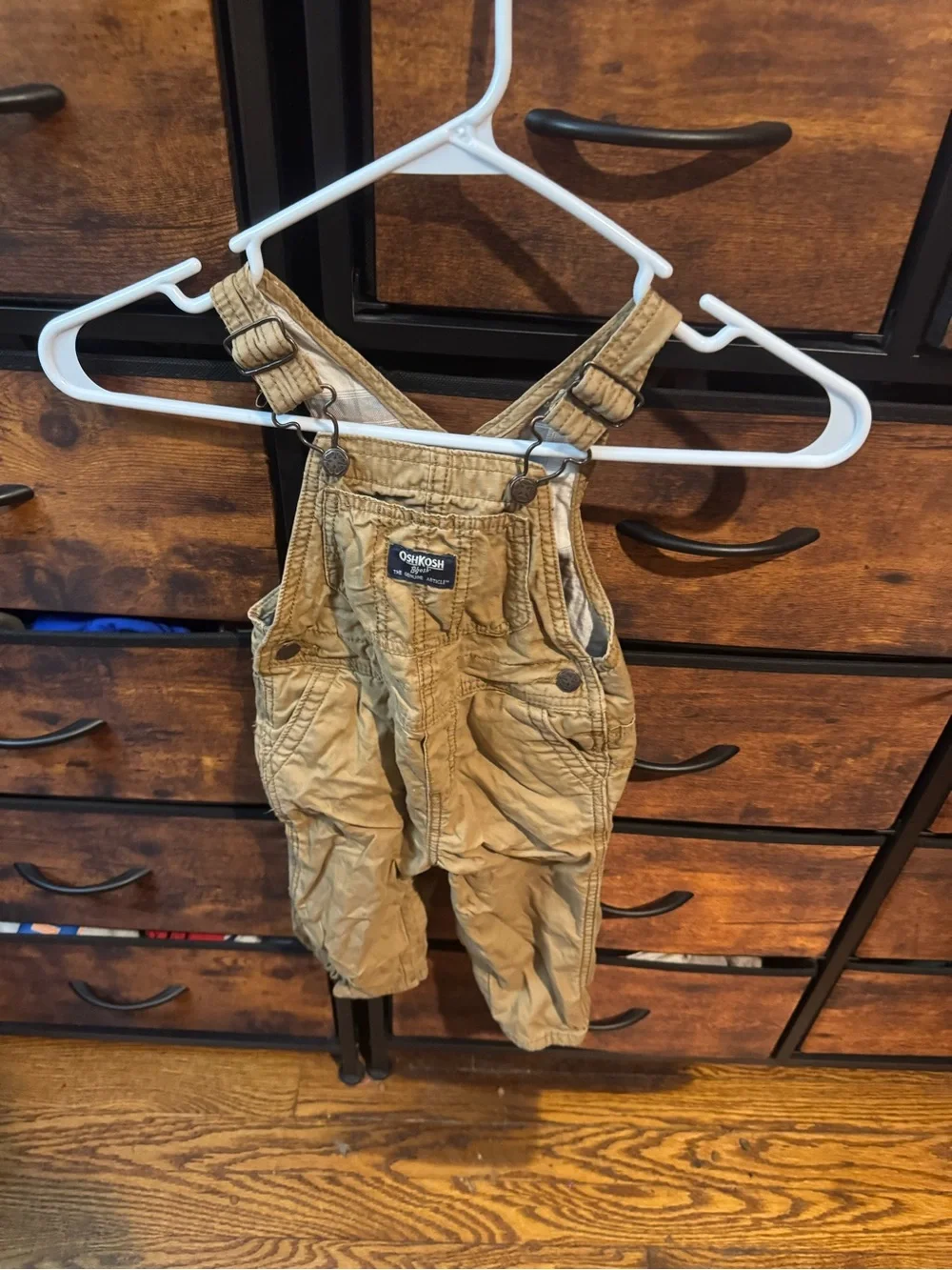 OshKosh B'gosh Tan Kids Overalls with Adjustable Straps