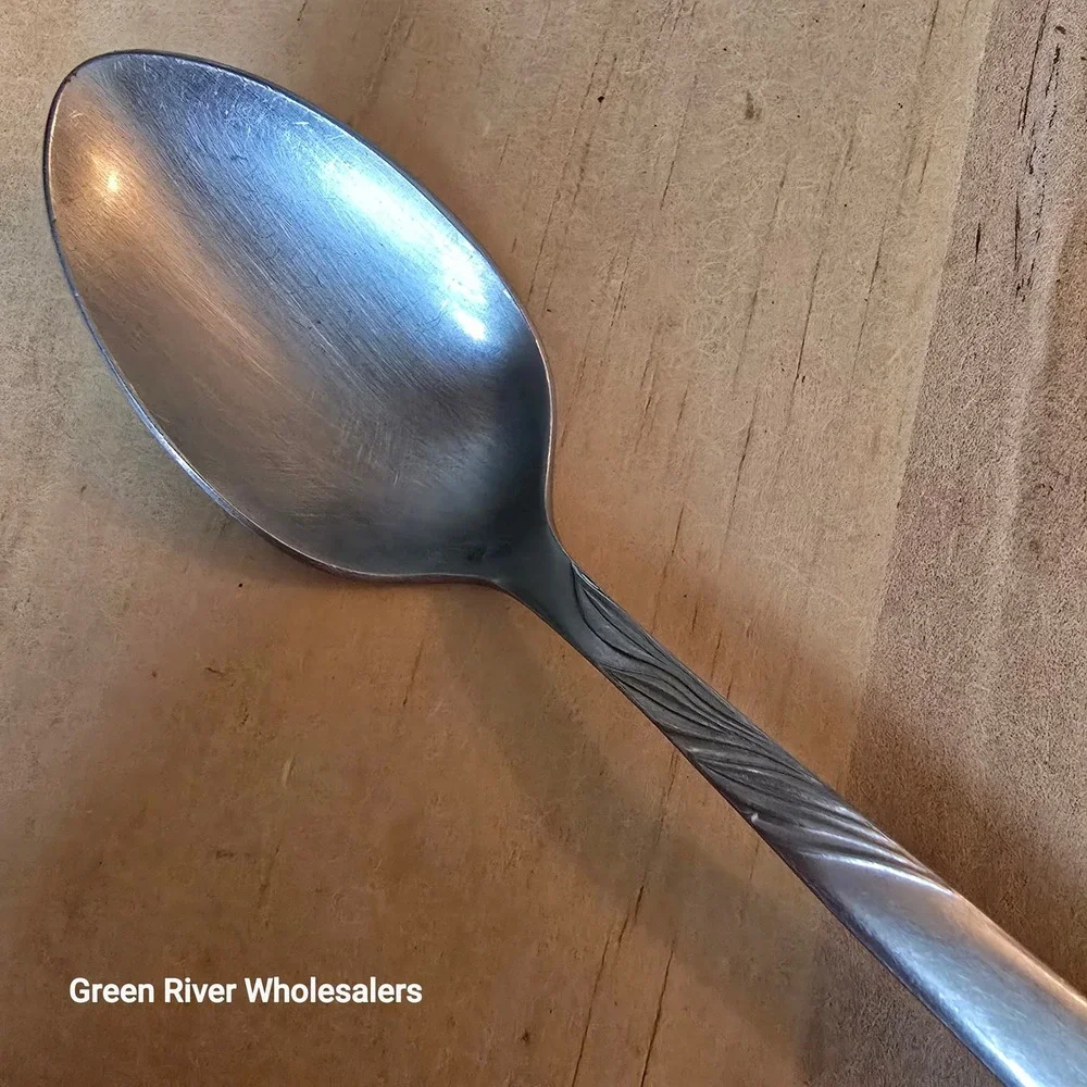 Vintage Stainless Steel Teaspoon‎ Japan Textured Swirl Wave Handle UNF83 7.5