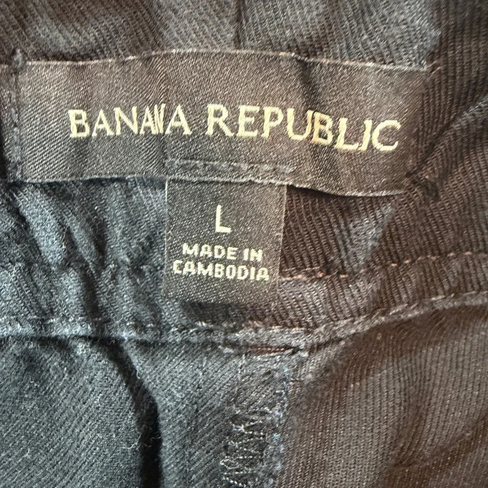 Banana Republic Mens Linen Blend Utility Pants Black Elastic Waist Large