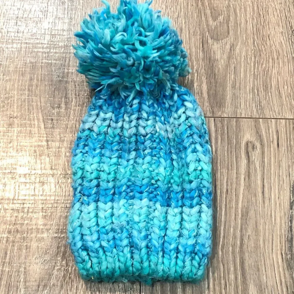Beanie Size 7-8 Kids Vibrant Blue Knit Kids Beanie with Pom-Pom