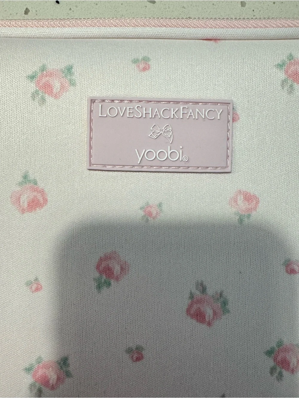 LoveShackFancy x Yoobi Pink Floral Laptop Sleeve - Blooming Heirloom