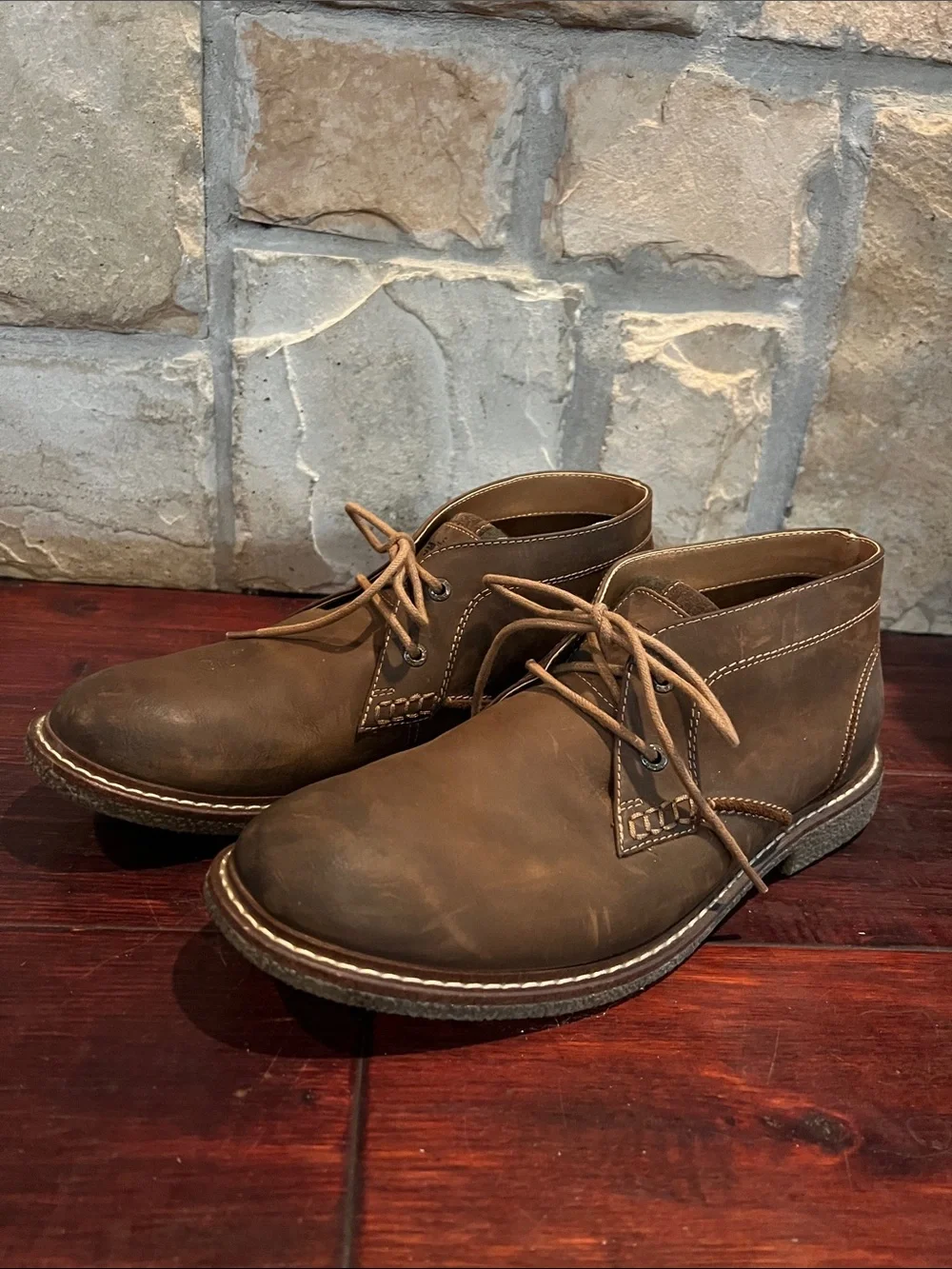 Dockers Men's Brown Leather Chukka Boots - Casual Lace-Up