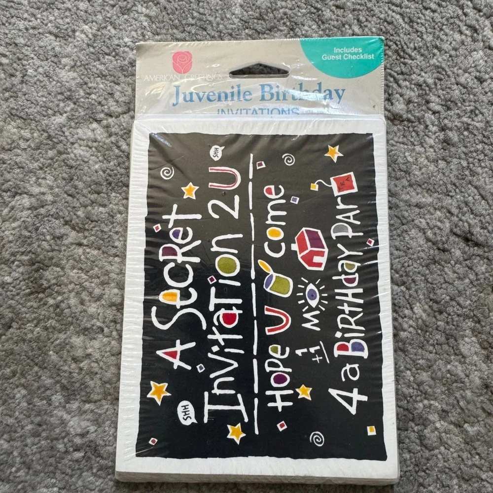 Vintage‎ American Greetings Secret Birthday Invitations 8ct Chalkboard Retro New