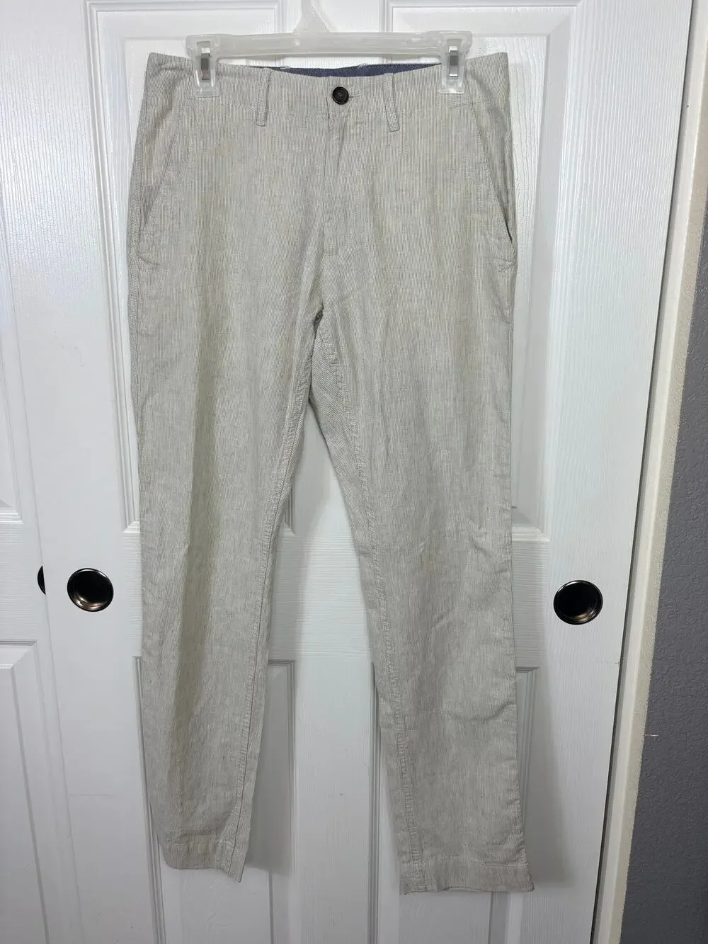 Banana Republic Men's Linen Stripe Neutral Pants Size 29X32 NWT