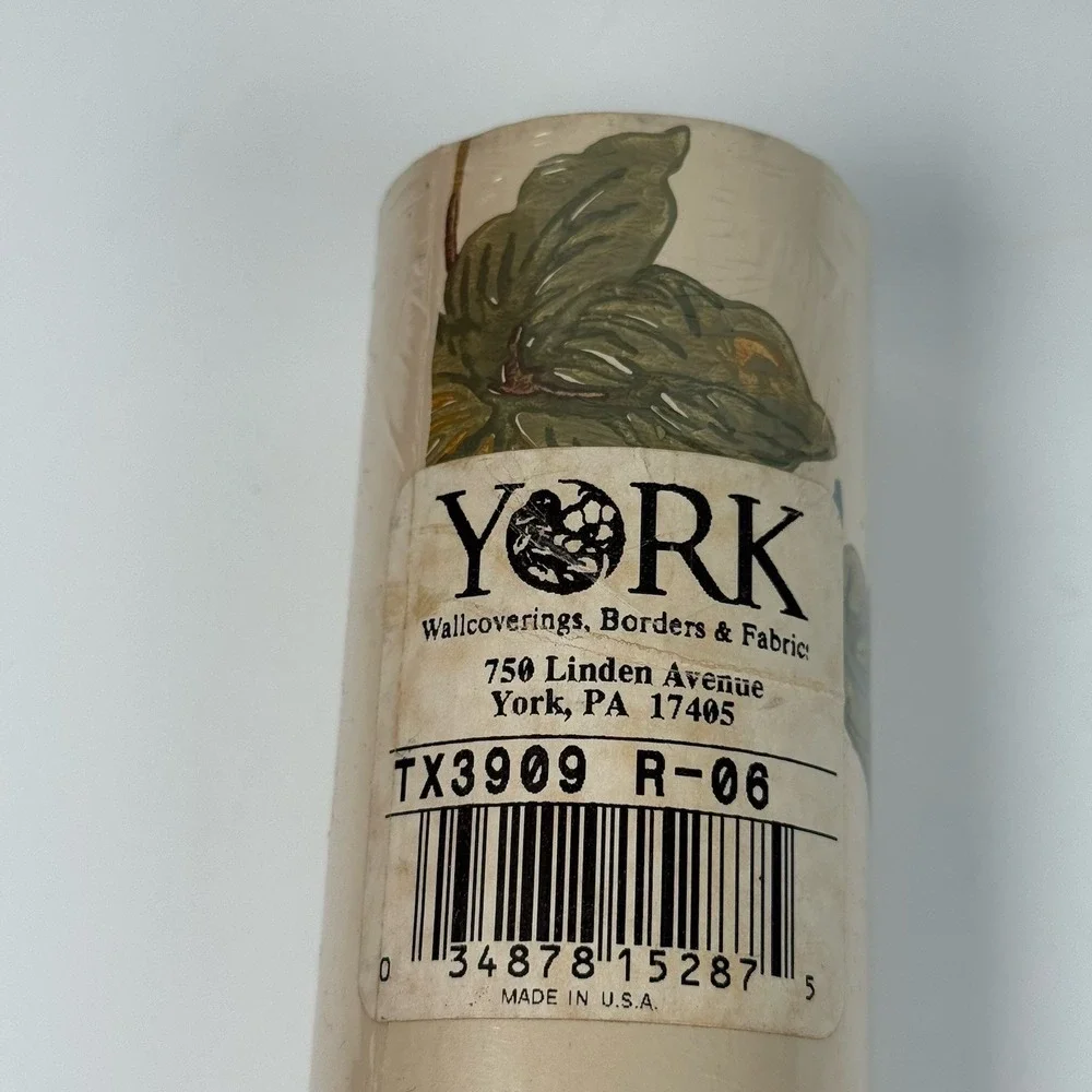 York Wallcovering Wallpaper TWO‎ Double Rolls TX3909 Botanical Grape Leaves Vtg