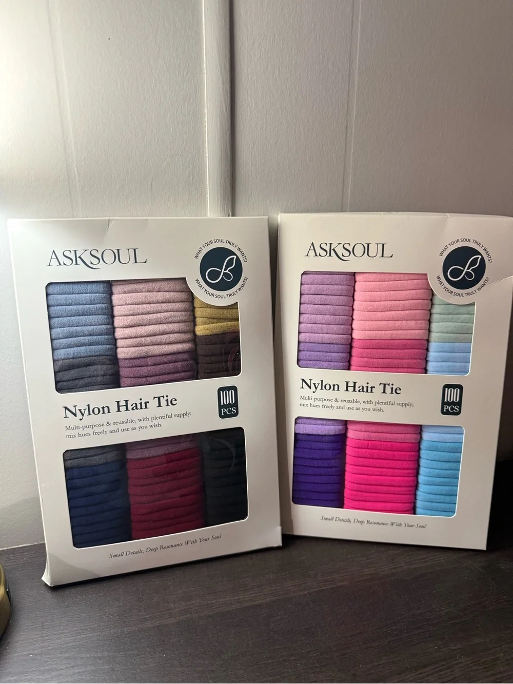 2 box Kids Nylon Hair Tie Set — Pink & Purple Multi-Pack 200 Pcs