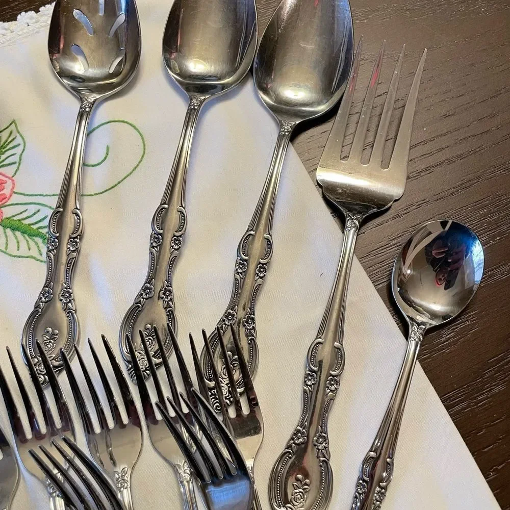 Marseille’s Vintage Flatware Rose Pattern Made in Japan Gorgeous Flatware