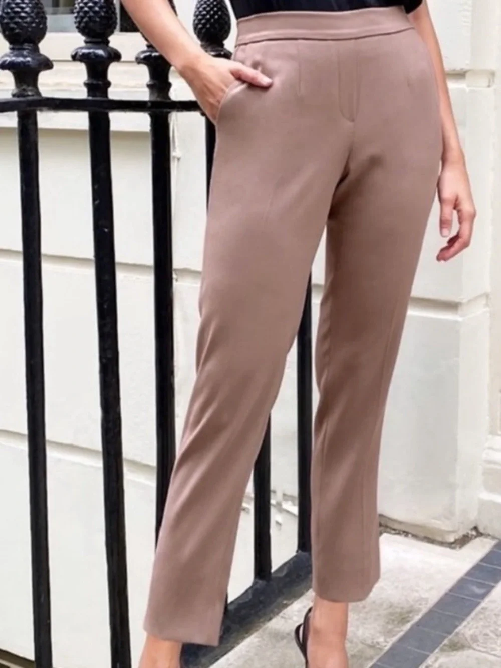 Babaton Mushroom Straight-Leg Tailored Pants size xl