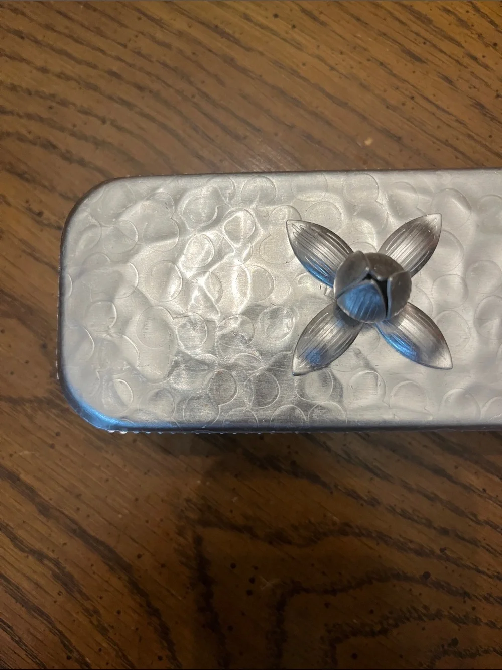 Rodney‎ Kent hammered aluminum and glass butter dish