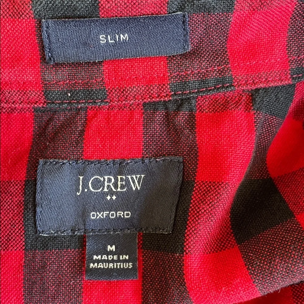J. Crew Red and Black Oxford Checkered Shirt