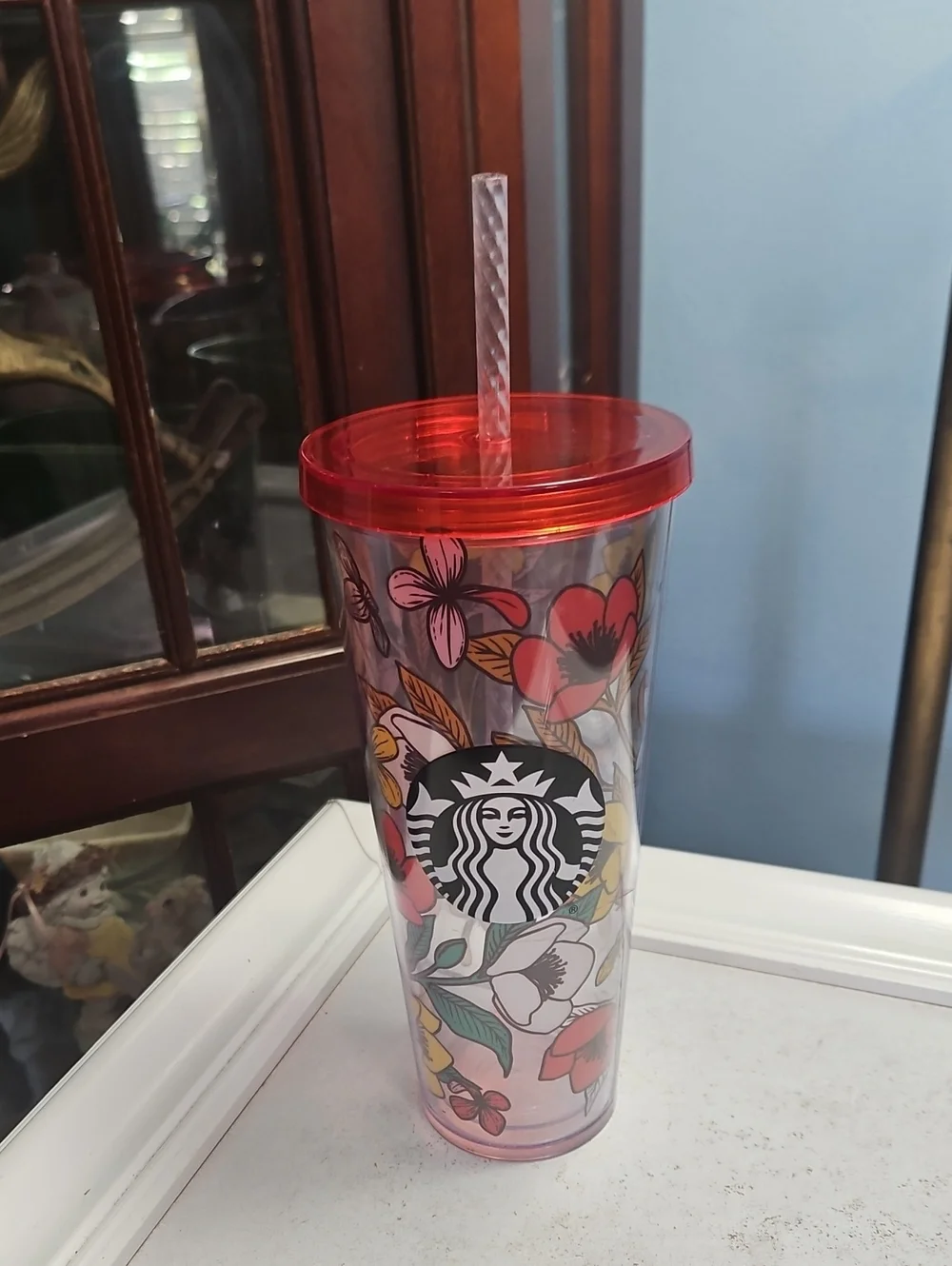 Starbucks Red Poppy Flowers Acrylic Cold Venti Cup 24 Oz Tumbler