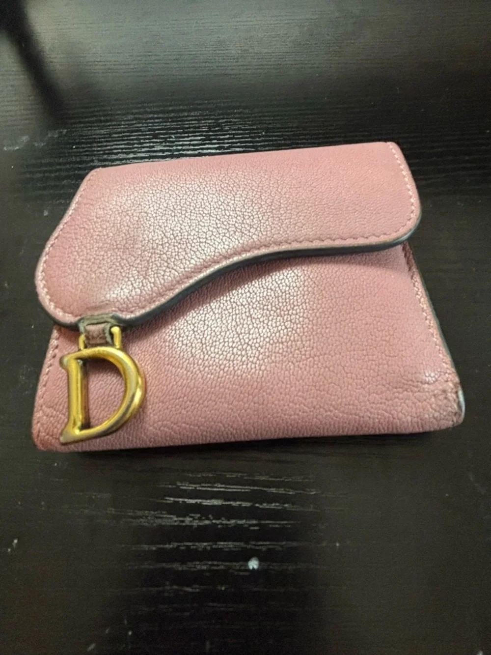 Authentic Christian Dior Saddle Lotus Wallet – Pink Grained Goatskin