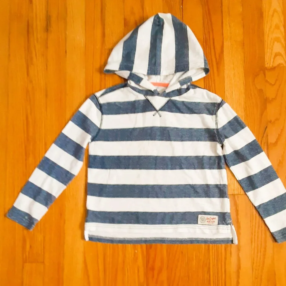 Gap Kids Striped Nautical Hoodie Size 6-7 Blue & White Beach Cover Up