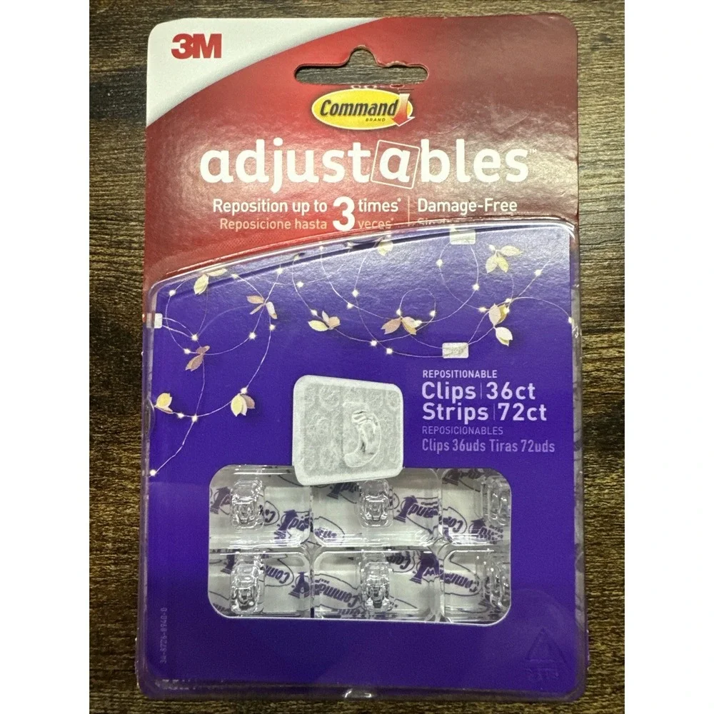 3M Command Adjustables 108ct Clips & Strips – Repositionable Hooks NEW‎