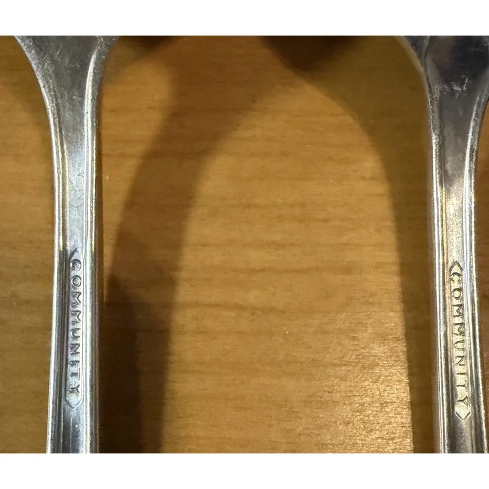 Lot 4 Oneida Community Evening Star Silverplate Tablespoons Serving Spoons 8.5