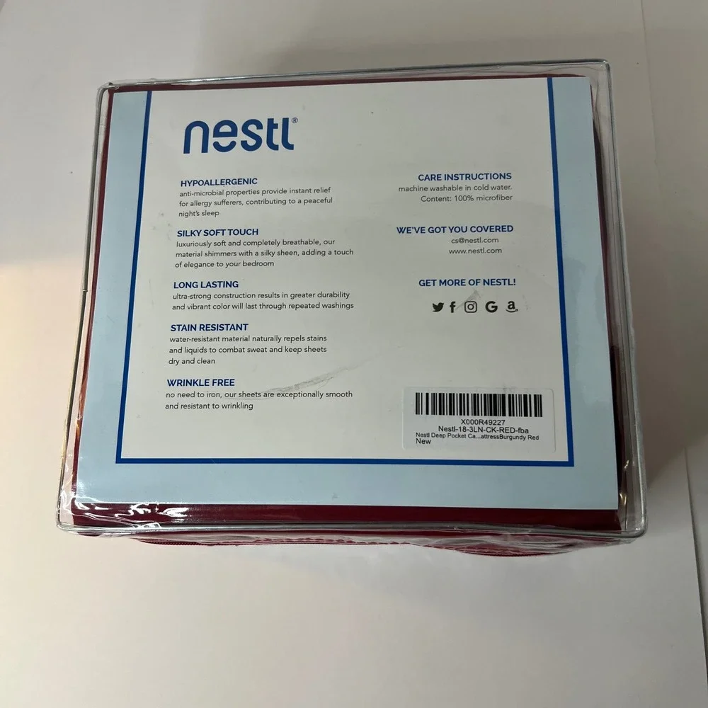 Nestl California King 4 Piece Deep Pocket‎ Bed Sheet Set Burgundy Red Microfiber