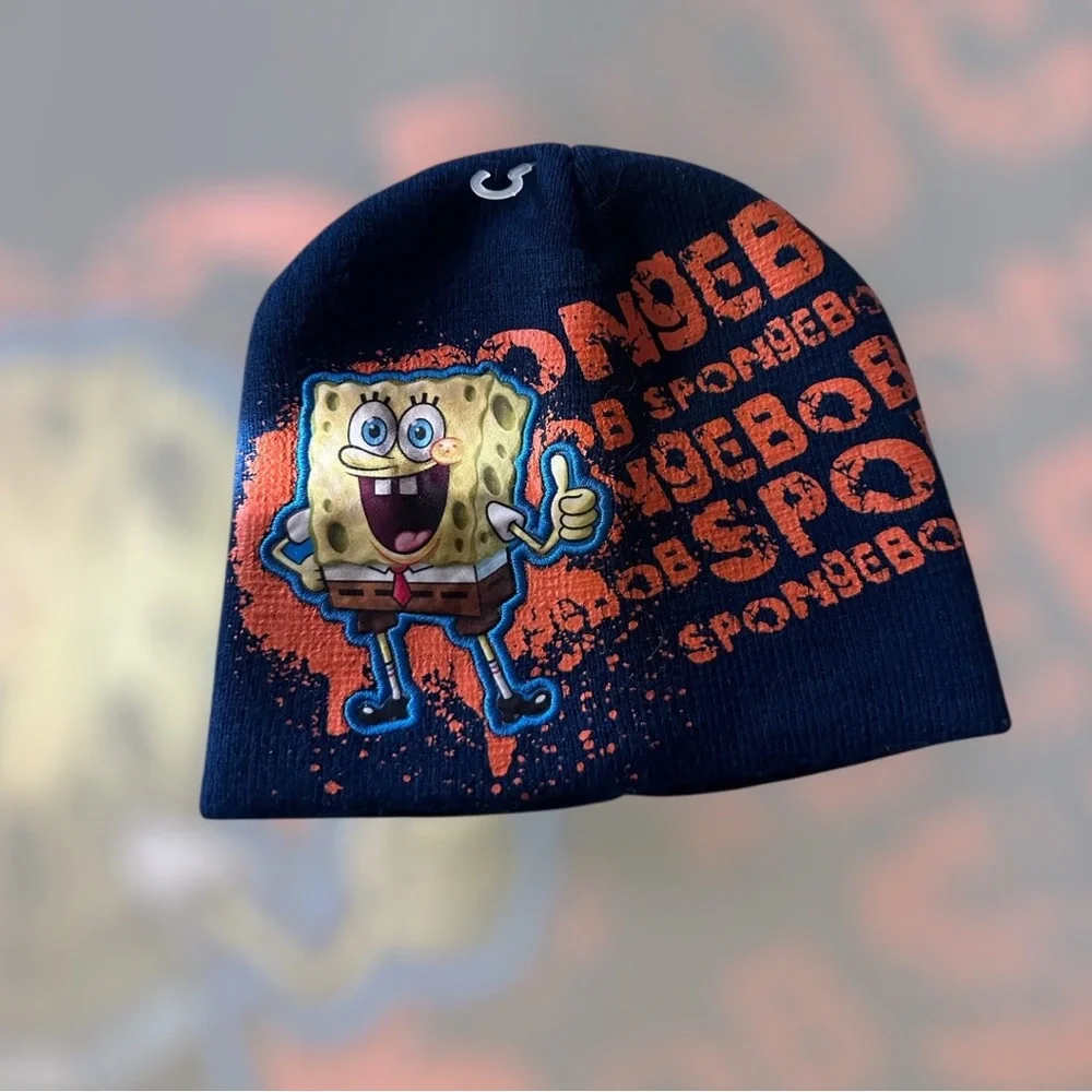 Nickelodeon Dark Blue Sponge Bob Knit Hat Youth Size
