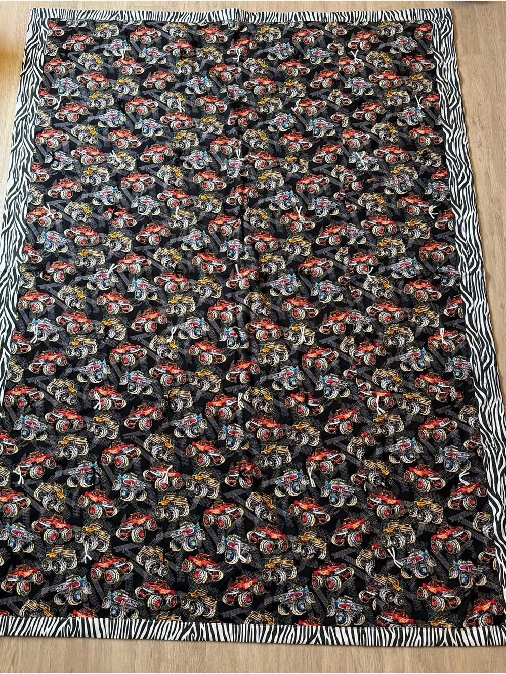 NEW Vintage Baby Toddler Quilt Patchwork Handmade Monster Trucks