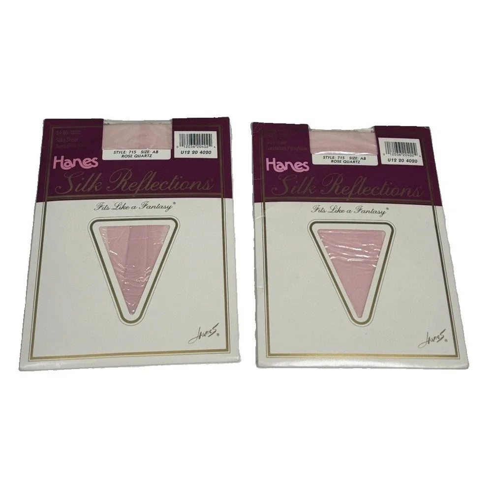 HANES SILK REFLECTIONS LOT (2) Rose Quartz Silky Sheer Pantyhose 715 AB NOS