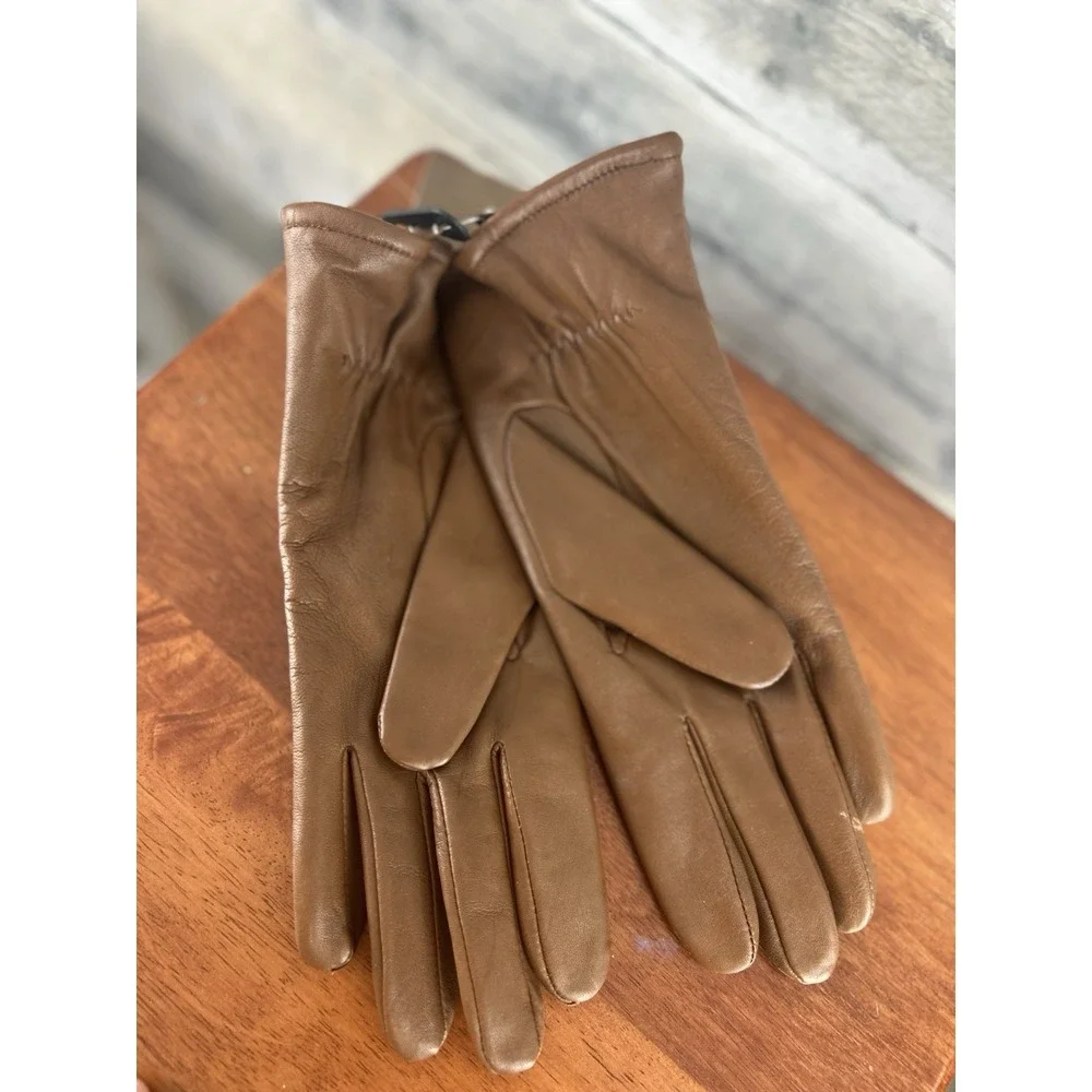 Fownes Women's Brown Leather Gloves 8 1/2