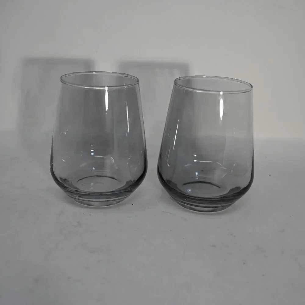 IKEA IVRIG Gray Stemless Drinking Glasses Smoke Tumbler Set of 2