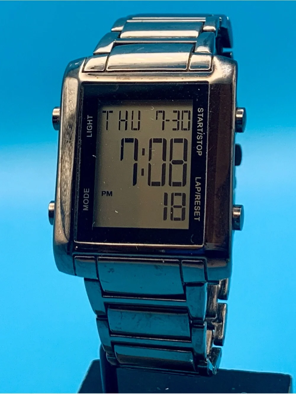 Men’s Digital Tank Wristwatch Chrono Day Date Backlight Alarm Dual Time Working