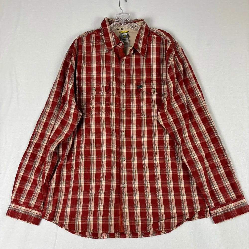 The North Face, Shirt Size L, Red/Gray, A5 Series, Button Up, Plaid, Long Sleeve