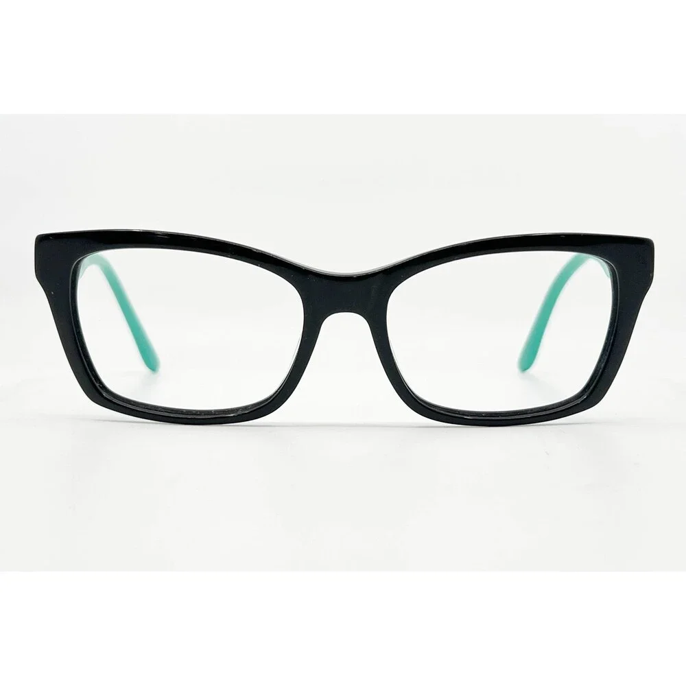 C903 Eyeglasses Women Black Teal Full Rim Square Frames 54-17-140