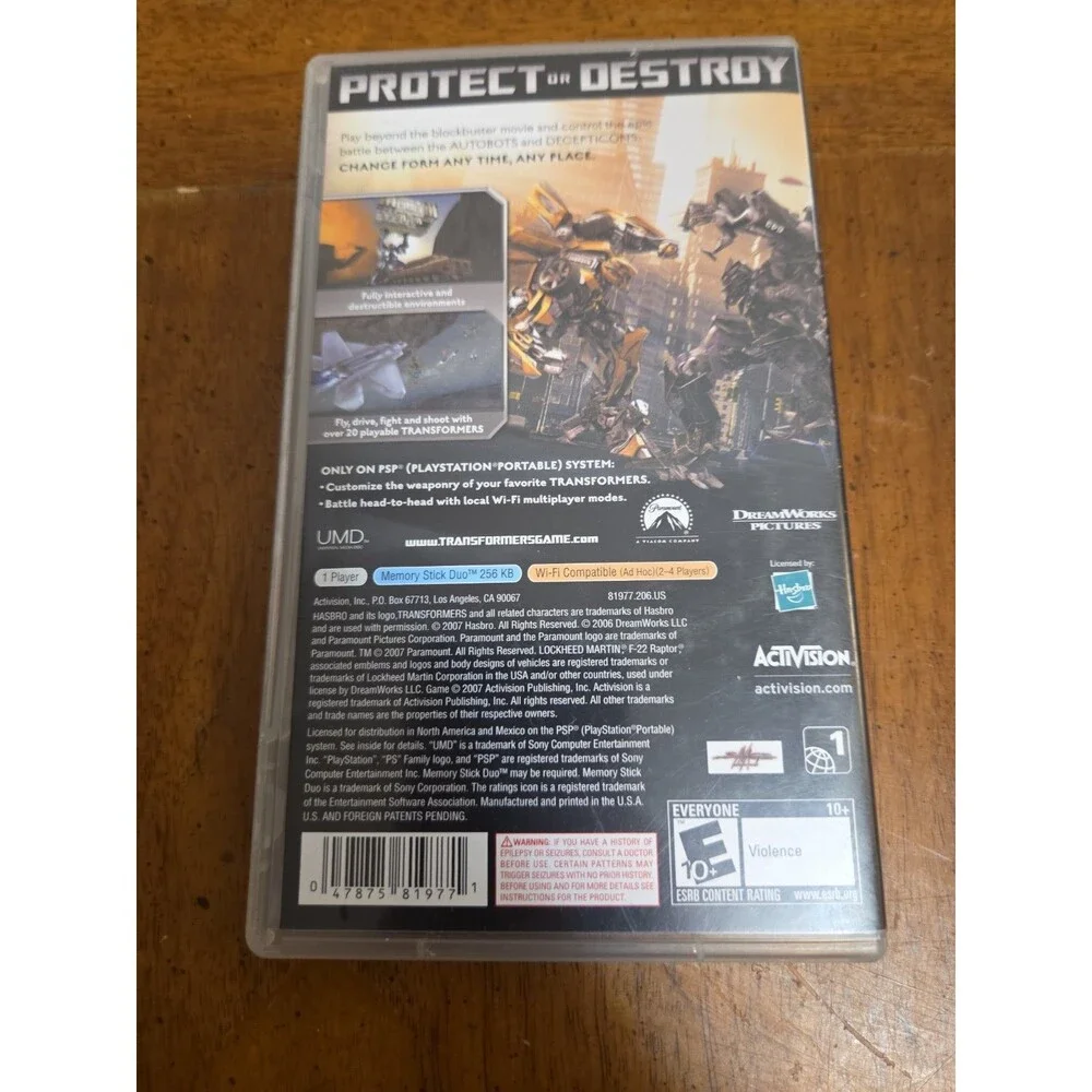 Transformers: The Game PlayStation Portable PSP Game Case & Manual Only No Game*