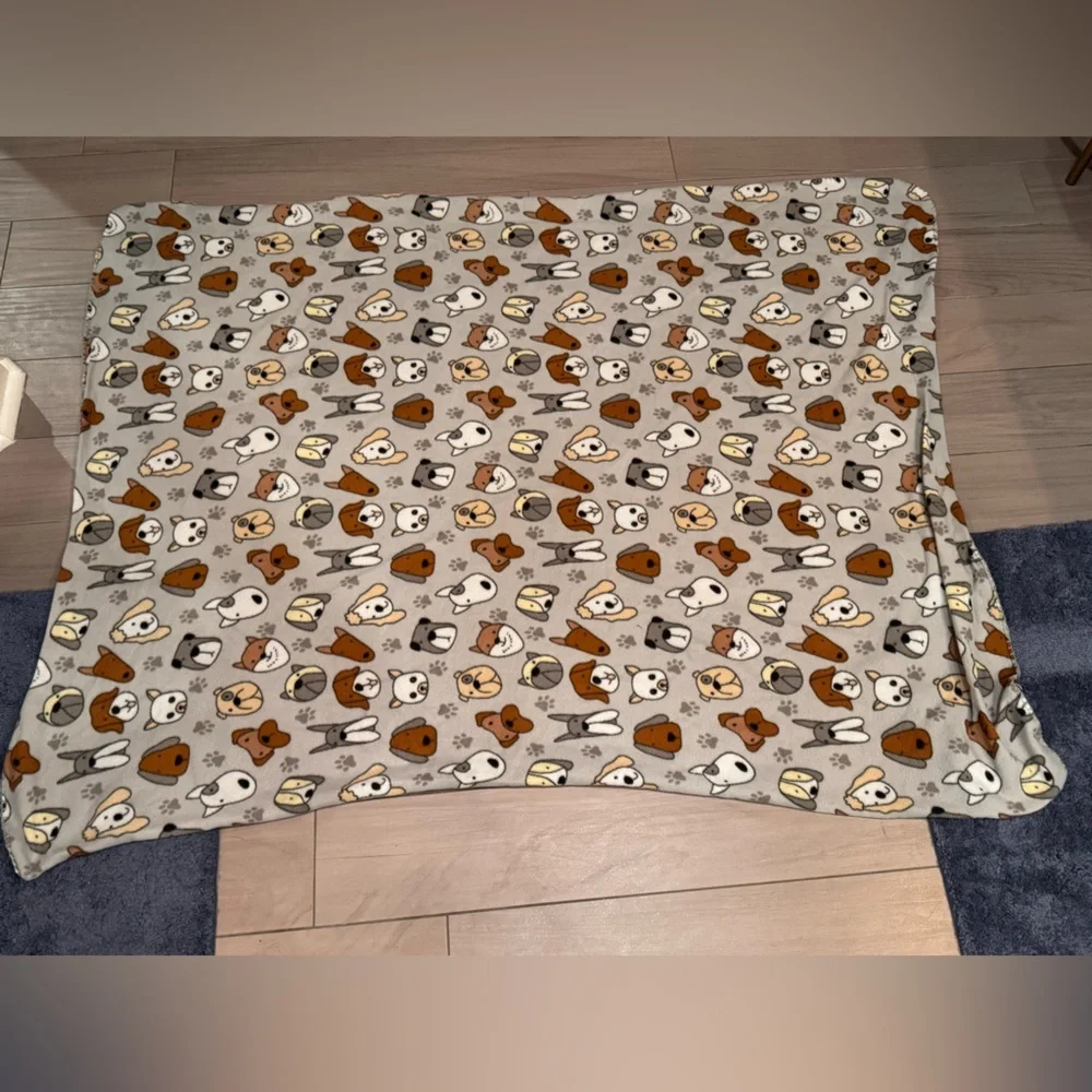 Cozy Gray Dog Print Blanket fleece throw blanket 43x55in