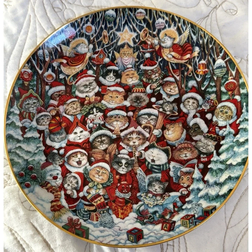 Franklin Mint Santa Claws Christmas Cat Plate 8