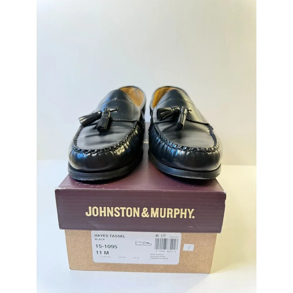 Johnston & Murphy Men's Hayes Tassel Loafer Dress Casual Shoe, Black US 11
