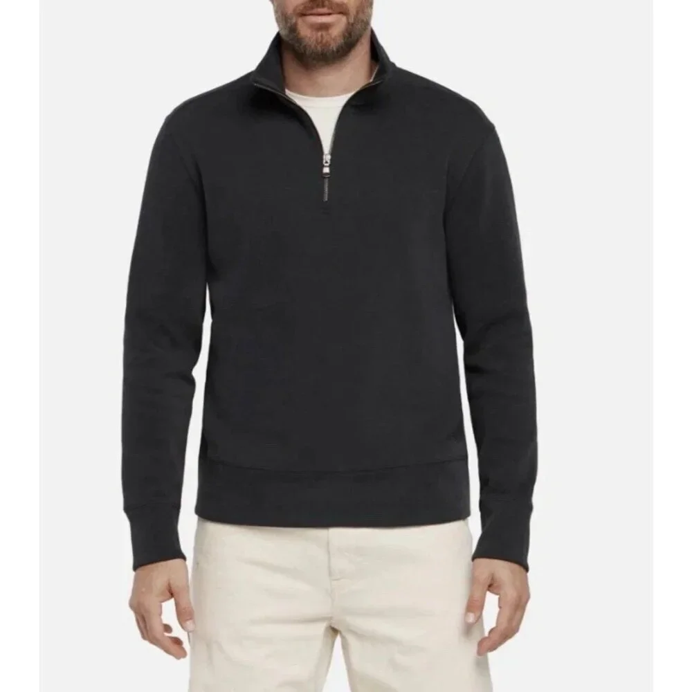 Banana Republic Men's XL Black 1/4 Zip Pullover Sweatshirt Cotton Blend K1177