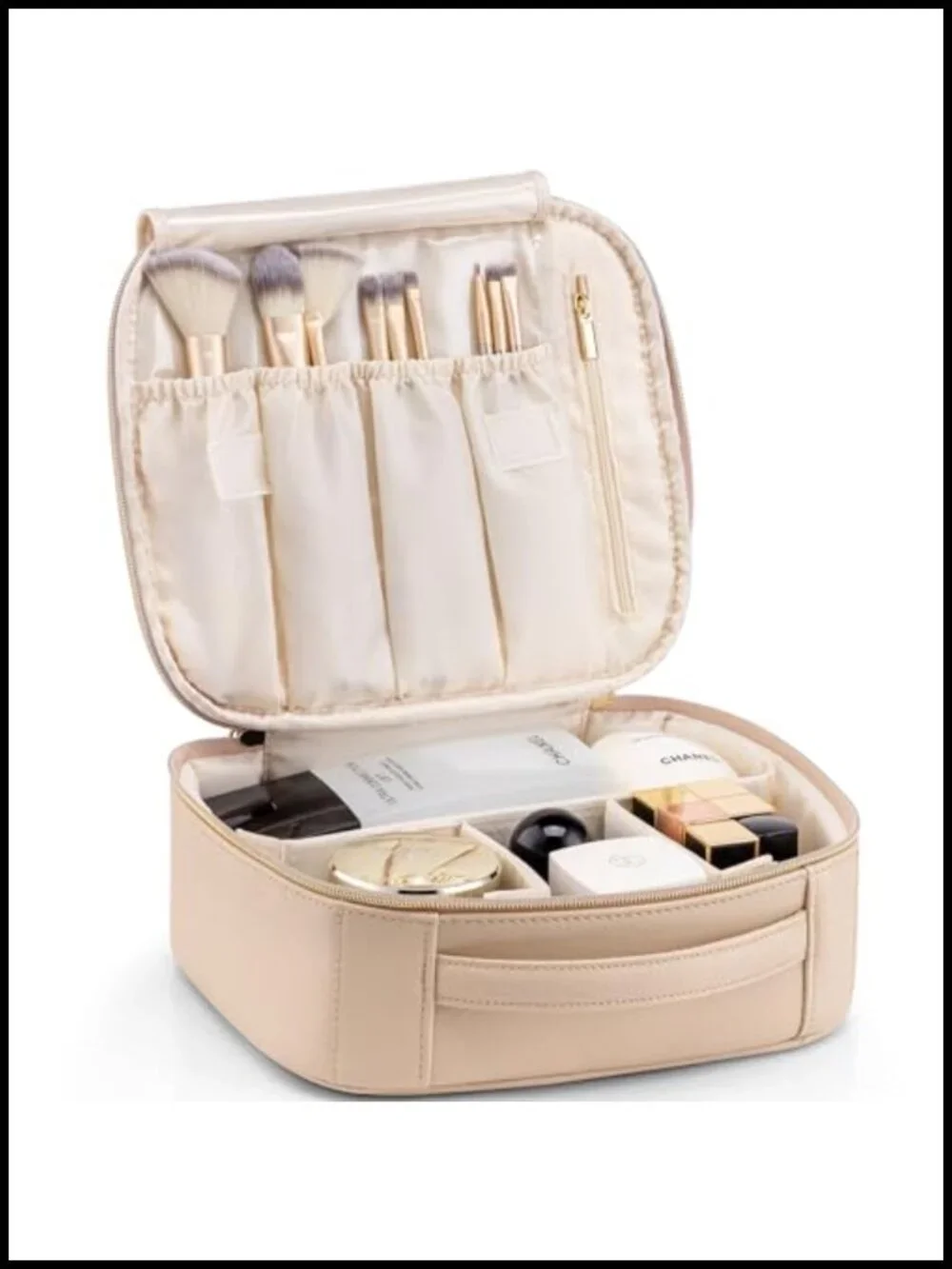 Travel Makeup Bag PU Leather Cosmetic Organizer Large Capacity Portable with