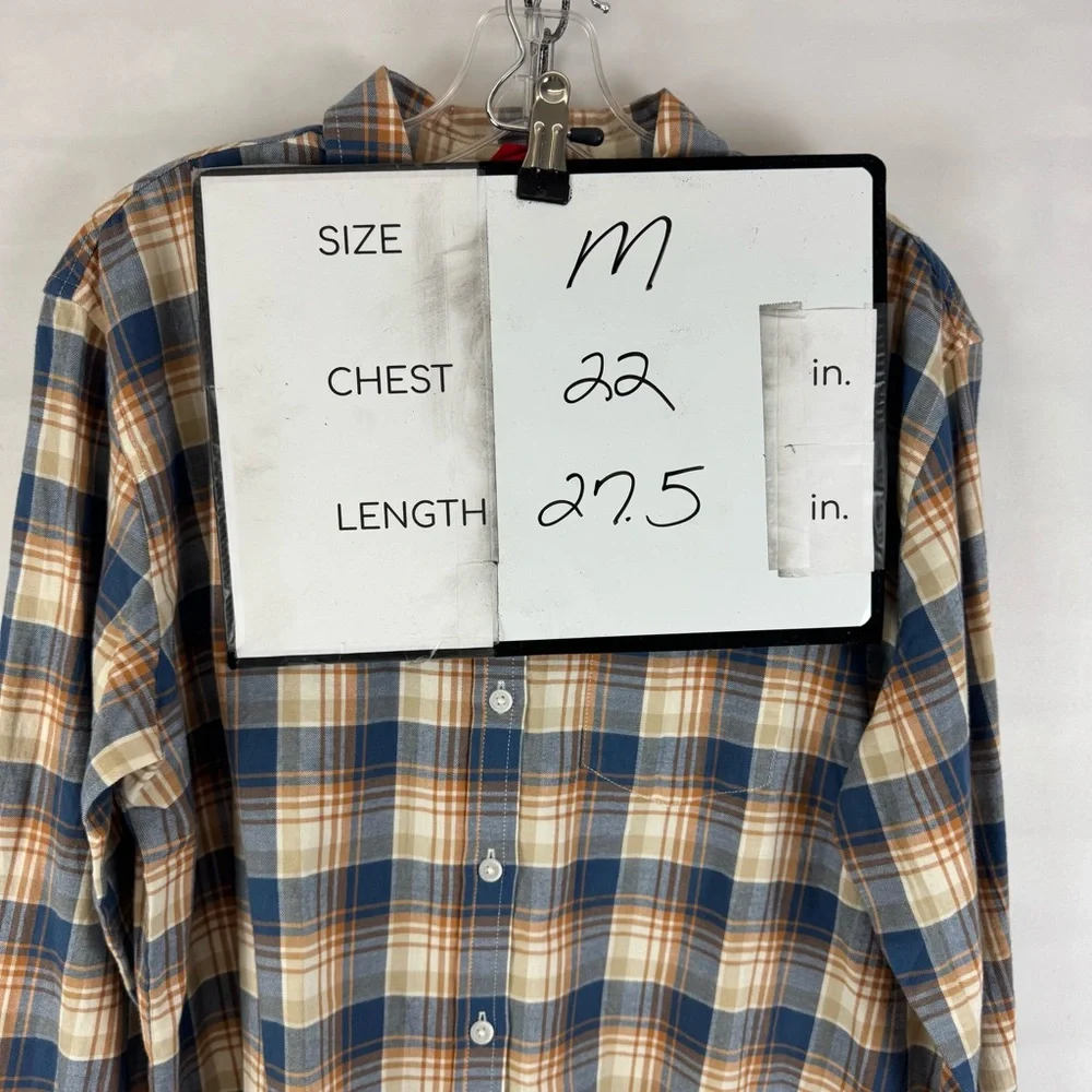 J.Crew Plaid Button Down Shirt Medium Blue Tan‎ Flannel Long Sleeve NWT