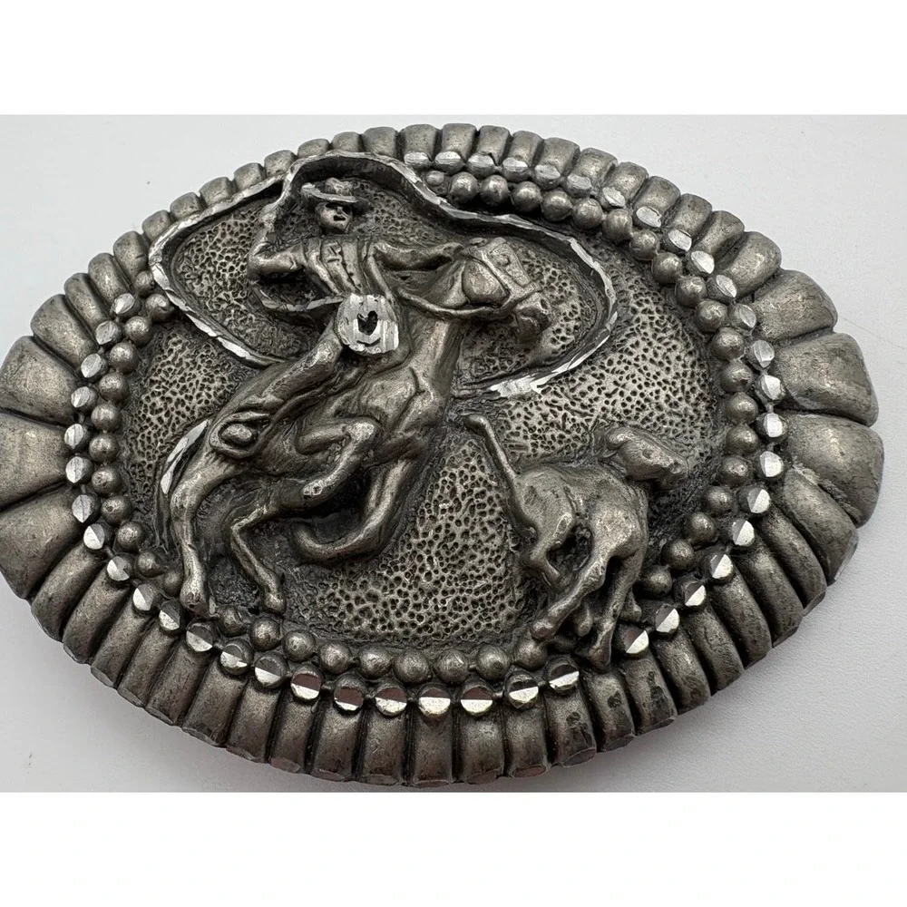 Cowboy Bucking Bronco Silver Tone Belt Buckle Vintage‎ Ege 1993 Western USA