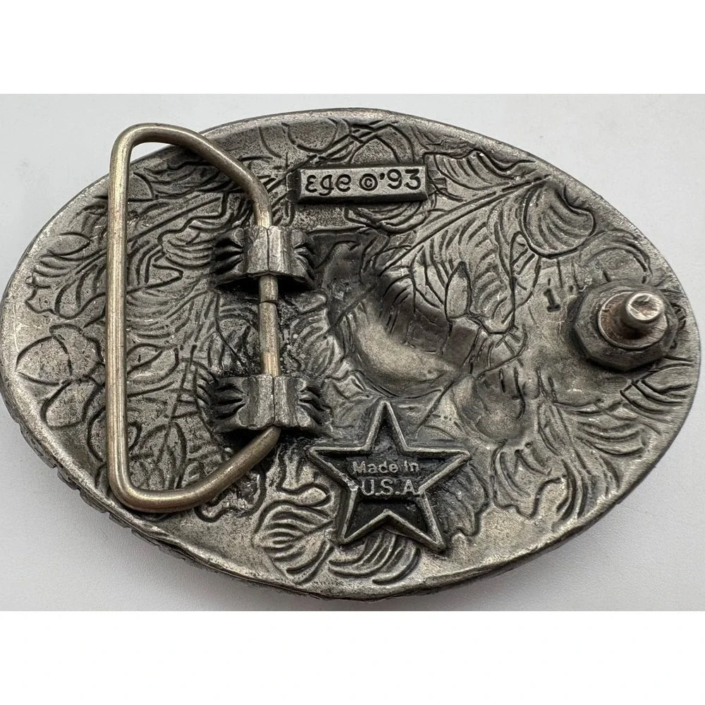 Cowboy Bucking Bronco Silver Tone Belt Buckle Vintage‎ Ege 1993 Western USA