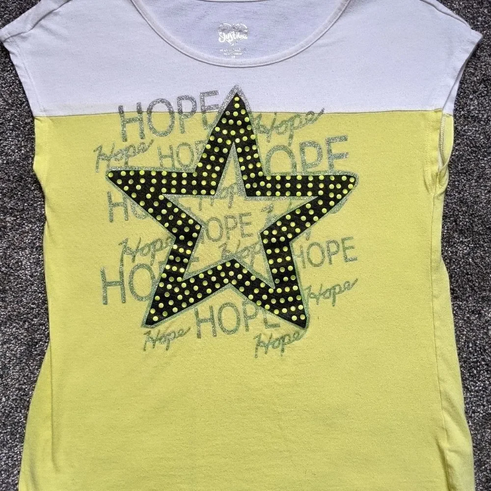 JUSTICE Yellow Star shirt Hope Size 16